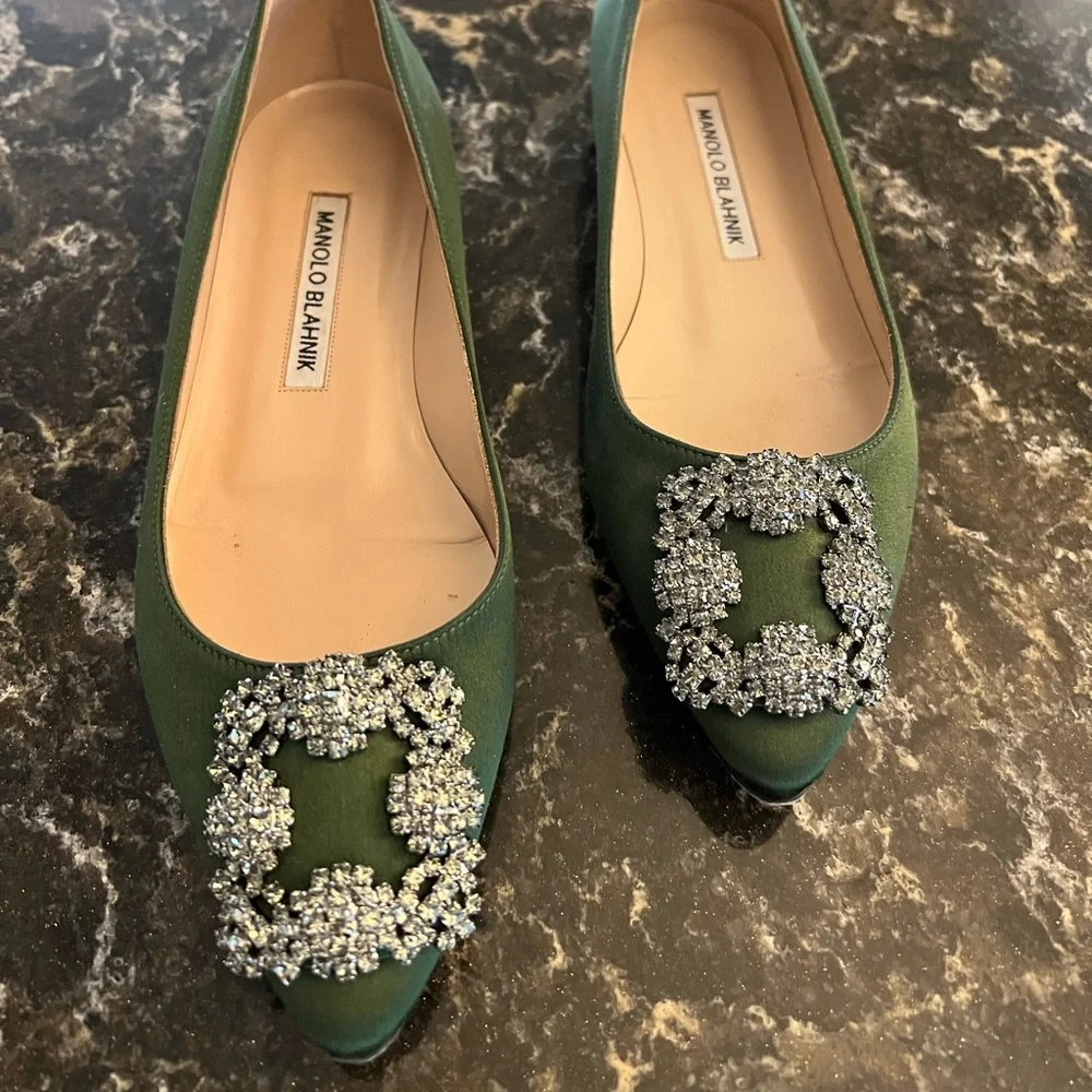 Manolo Blahnik Hangisi Flats green - Picture 6 of 6